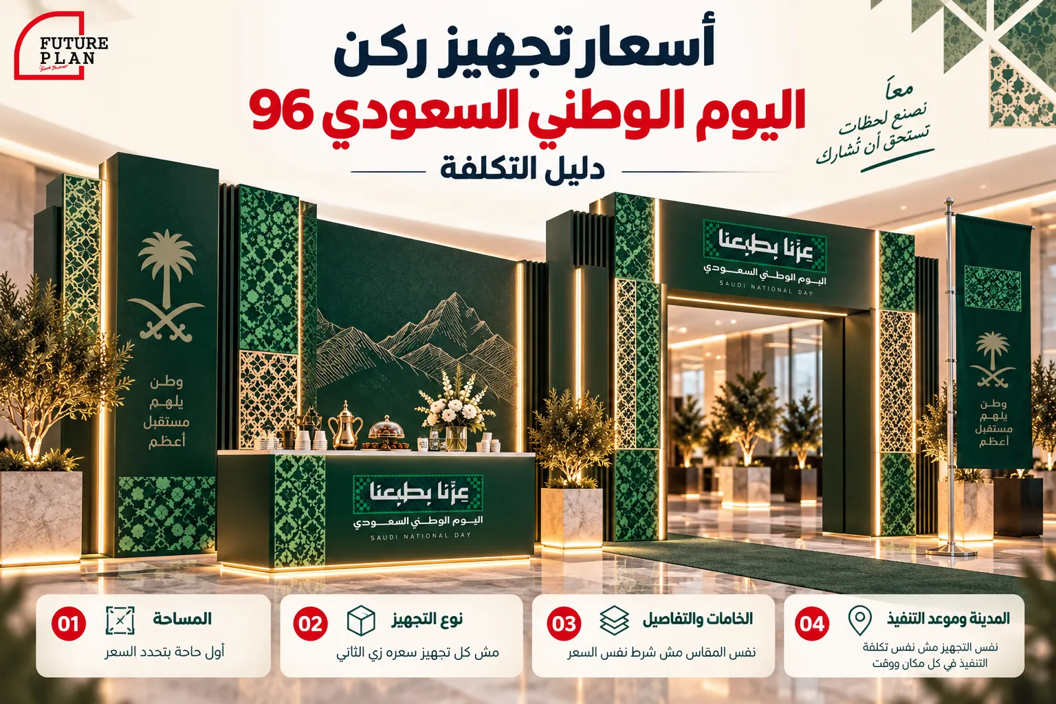 أسعار تجهيز ركن اليوم الوطني السعودي 96 ودليل عوامل التكلفة
